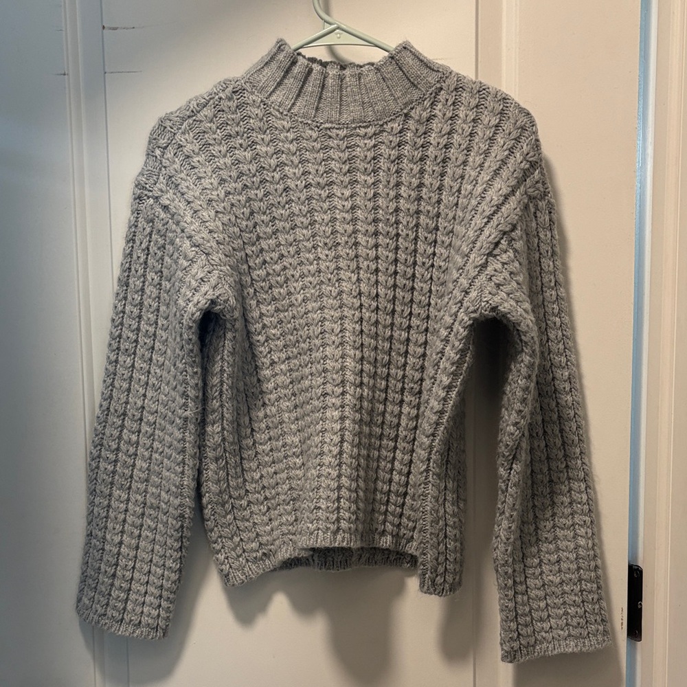 St. John's Bay Light Gray Cable Mock Neck Sweater